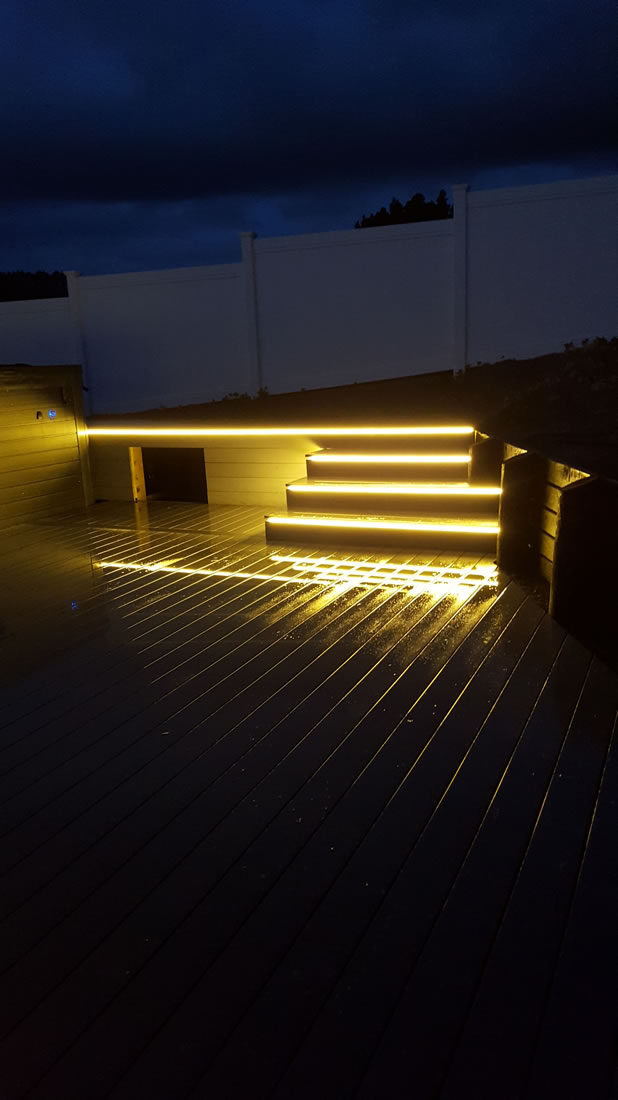 Installation LED lights for garden steps